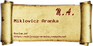 Miklovicz Aranka névjegykártya